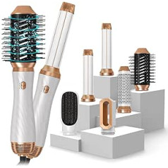 Haarstyler komplekts 6 in 1, Air Styler mit Rundbürstenföhn, Warmluftbürste, Airflow Lockenstab Automatisch, Haarglätter Bürste, für Trocknen, Glätten, Volumen, Locken