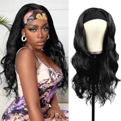 20 Inch Headband Wig Human Hair No Lace Wear and Go Glueless Wigs Human Hair Wig Body Wave Wig Women's Real Hair for Black Women 150% Density Headband Wigs Natural Colour 50 cm