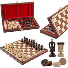 2 in 1 Chess and Dame Game | Master of Chess Chess Game Made of Wood | Chess Board 31 cm | Handmade Portable Chess Game and Damel - Chess for Children and Adults