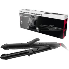 Rowenta Multistyler 3-in-1 Karl Lagerfeld Conic CF451L Multistyler 3-in-1 35 mm: Straightening, Waves and Curls, Ceramic Coating, Temperature Control up to 200°, 2 Integrated Combs, Black/Red