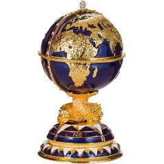 danila-suvenirs Faberge Style Egg Juvelierizstrādājumu kastīte ar kuģi 14,5 cm zila