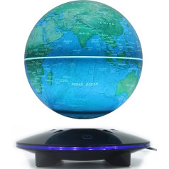 Magnetic Floating Globe, 6 Inch LED Levitation Floating World Map Globe, Auto Rotation in the Centre of Air with Touch Control for Home Office Desk Decoration