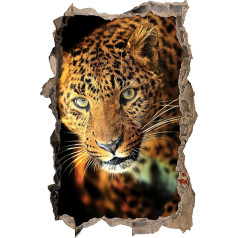 Pixxp/3D _ WD _ S2577 _ 92x62 Curious Leopard Breakthrough 3D Wall Sticker Vinyl, 92 cm x 62 cm x 0.02 cm