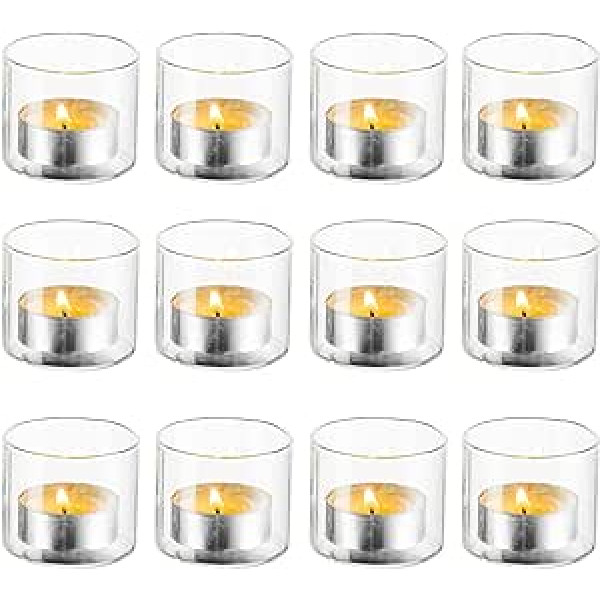 Romadedi Tea Light Holder Glass Tea Light Glasses Clear Votive Candle Holder - for Tea Lights Votive Candles Floating Candles Candle Holder Set of 24 Wedding Party Christmas Table Decoration 4.6 x 4