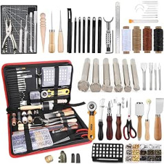 Benlay Leather Work Kit, Professional Leather Craft Tools and Accessories, Leather Tooling Kit with Storage Bag, Punching, Punching, Carving, Rivets and Snap Leather Work Tools for DIY Crafts