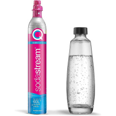 SodaStream QC rezerves pakotne ar 1x Quick Connect CO2 cilindru (Ieguve: 60 L) un 1 x 1,0 L stikla pudeli, rozā, 27,5 x 16 x 44 cm