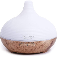 Asakuki Aroma difuzors smaržu eļļām, 300 ml Premium ultraskaņas mitrinātājs aromterapijas eļļām ar 7 krāsu LED gaismu, nesatur BPA guļamistabai, birojam, spa