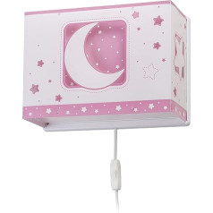 Dalber Children's Wall Light Moon and Stars Moon Light Pink Rose