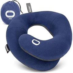 BCOZZY Neck Pillow For Travel, Provides Double Support For Head, Neck and Chin in any Sleeping Position on Flights, in Car and at Home, Comfortable Aeroplane Travel Pillow, Size X-Large, Blue