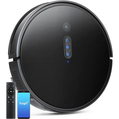 Robot Vacuum Cleaner with Wiping Function, Vacuum Cleaner Robot 2700Pa Suction Power, 160 Min, WLAN with Room Map in Real Time, Visual Navigation, Self-Charging, Slim, Ideal for Pet Hair, Hard Floors,