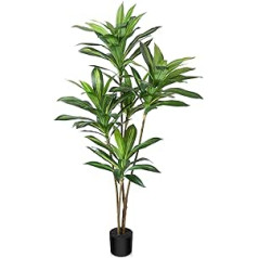 CROSOFMI Artificial Dragon Tree, 150 cm, Artificial Tropical Plastic Plant, Perfect Artificial Plants in Pot, Fake Plant Decoration for Living Room, Balcony, Bedroom, Office, Perfect Housewarming Gift