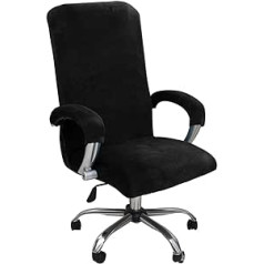 Velvet plīša biroja krēsla pārvalks ar roku balstu, vienkāršs, elastīgs biroja krēsla pārvalks, elastīgi krēslu pārvalki, spandekss, biroja datoru krēslu pārvalki, noņemami, biroja krēslam, krēslu pārvalki, melni, L