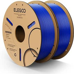 ELEGOO kvēldiegs PLA+ 1,75 mm, PLA plus 3D printera kvēldiegs, izmēru precizitāte +/- 0,02 mm, saderīgs ar FDM printeri, 2 kg, (1 kg/spole), tumši zils