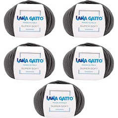 Adīšanas dzija 100% tīra merino jauna vilna īpaši smalka, līnija super soft by Lana Gatto, ražota Itālijā, augstas kvalitātes dzija tamborēšanai un adīšanai ar rokām, 250 g, 625 metri (tumši brūna - 9426, 5)