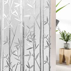 Shackcom Window Film Privacy Screen Bamboo Pattern 90 x 200 cm Frosted Glass Film Self-Adhesive Opaque Window Film for Bathroom Bedroom J035