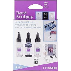 Polyform ALSTNT1 Sculpey Liquid Basics 3/Pkg-Clear, melns, balts, bezkrāsains, 3 x 30 ml, 3 gab.