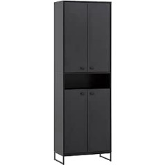 Schildmeyer Janne Shoe Cabinet, Composite Wood, Matt Black, 60.2 x 33 x 185.5 cm