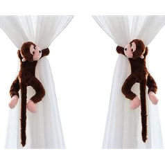 AIDIER 1 Pair Curtain Tiebacks Hooks Monkey Curtain Clips Rope Animal Curtain Accessories Holder Curtain Holdback Decorative Tieback Hooks Toy for Children's Room Living Room Home Office Window Office