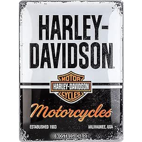 Nostalgic-Art Retro skārda izkārtne 30 x 40 cm Harley Davidson motocikli — dāvanas ideja motociklistiem Metāla vintage dizains