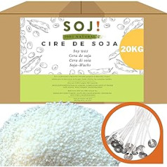 100 Wicks Included. - 20kg - Soy Wax Special for Watering Candles, Non-GMO in Marseille, Candle Wax, Vegetable Wax