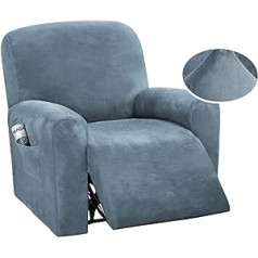 DSECHCRSL Stretch pārvalks relaksācijas krēsliem, 4 gab., vienkāršs samta krēsla aizsargs ar kabatām, elastīgs krēsla pārvalks TV krēslam, krēsla krēsls, mazgājams, melns