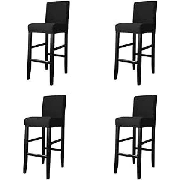 Bāra krēslu pārvalki, 4 gab. iepakojums, elastīgi noņemami ēdamistabas krēslu pārvalki, bāra krēslu pārvalks, mazgājams krēsla aizsargpārklājs ēdamistabai, virtuve (4 gab., melns)