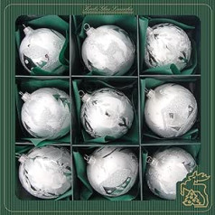 Krebs Glas Lauscha - Christmas decoration/Christmas tree decoration made of glass - Christmas baubles - Colour: Silver ice lacquer, 9 pieces, size: approximately 8 cm.