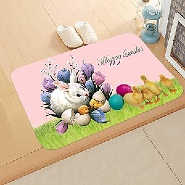 Lieldienu durvju paklāji Kāju paklājiņš Spring Bunny Gnome Durvju paklājiņš, Sayla 60 x 40 cm Priekšējo durvju mitruma absorbcijas durvju paklājiņš Durvju paklājiņš Durvju paklājs Paklājs Mājas Dekors Mājas Dekors Grīdas Paklājiņš