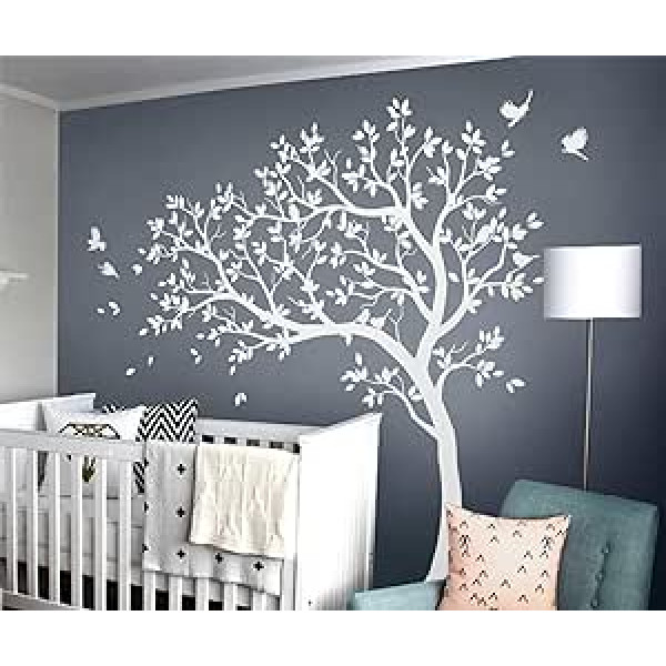 White Tree Wall Sticker Large Tree Wall Sticker with Birds KW032