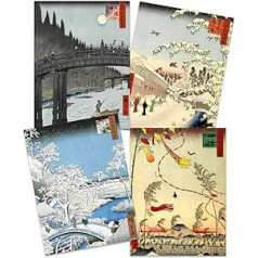 Wee Blue Coo japāņu koka bloks Utagawa Hiroshige Ukiyo-e Neierāmēta sienas mākslas drukas plakāts Home Decor Premium Pack of 4 Japāņu koka sienas mājas dekorēšana