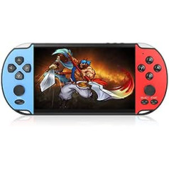 CZT Colour 5.1 Inch Multifunctional Game Console, Built-in 11000 Retro Games, Video Music, E-Book Recording, TV Output, Handheld Video Game Console, Portable Game System (Blue Red)