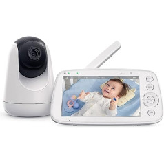 Baby monitor with camera, 5 inch 720P IPS HD display video baby monitor, night vision, 110° wide angle, 300 m range, temperature sensor, two-way audio, 4500 mAh battery, one-click zoom function