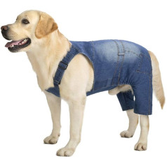 Vidēja izmēra suņu džinsu kombinezons suņiem, suņu džinsa apģērbs, kostīmi universālām zilām vintage mazgātām suņu biksēm, klasiska jaka