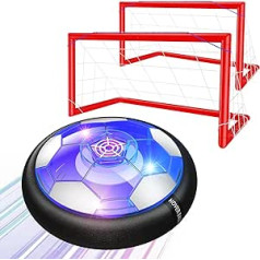Air Power Football Set Including 2 Goals - Rechargeable Hover Ball Indoor Outdoor Air Football with LED Lighting Football and Foam Bumpers, Perfect for Children Christmas Gifts from 3-12 Years