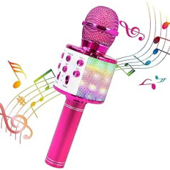 ShinePick bezvadu karaoke mikrofons 4 vienā Bluetooth dejojošs LED gaismas pārnēsājams skaļrunis karaoke mašīna mājas KTV atskaņotājs ar ierakstīšanas funkciju saderīgs ar Android un iOS ierīcēm