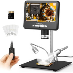 Andonstar AD207S Pro HDMI Digital Microscope, 2160P UHD Video Recording, Soldering Microscope, Coin Microscope with 10 Inch Stand for Full View, Sublight with Prepared Objects, Electronic Microscope