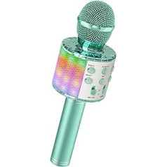 Magic Sing LED karaoke mikrofons bērniem, bezvadu Bluetooth rotaļlieta no 3 līdz 12 gadiem, Gift Girls KTV skaļrunis ar balss mainītāju, mājas KTV karaoke mašīna Android ierīcēm, iOS, personālajam datoram (zaļa krāsa)