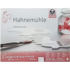 Hahnemühle Expression Watercolor Pad, 20 loksnes, 300 g, 24 x 30 cm, 100% kokvilna, Mühle du Coq Ražots Vācijā