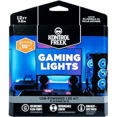 KontrolFreek Gaming Lights: LED Strip Lights USB Powered with Controller 3M Adhesive for TV Console PC Wall (12ft)