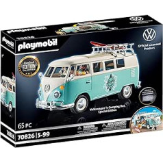 PLAYMOBIL 70826 Volkswagen T1 kempinga autobuss kā gaiši zils sērfotāju furgons, īpašs izdevums faniem un kolekcionāriem, 5–99 gadi