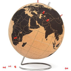 Suck UK Cork Ball, Galda korķa dēlis, dekoratīvs globuss mājām, birojam, izglītības pasaules kartes un piespraudes dēlis, biroja piederumi un ceļojumu piederumi, ceļojumu dāvanas, īpaši liels