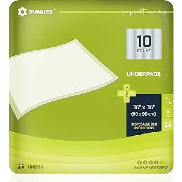 SUNKISS TrustPlus Incontinence Pad 90 x 90 cm, Absorbent Incontinence Pad, Baby Changing Mat, Bed Mat, Incontinence Disposable Training Mat for Puppies, Pack of 50