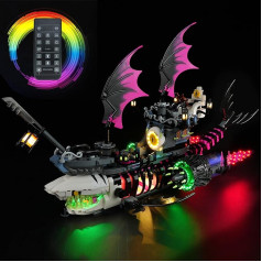 cooldac LED gaismas komplekts Lego 71469 Dreamzzz Nightmare Shark Ship, Tālvadības pults Creative Decorative Lights Set Saderīgs ar Lego Dreamzzz 71469 Nightmare Shark Ship modeli, Nav iekļauts Lego komplektā