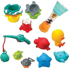 Infantino Splish & Splash Water rotaļu komplekts — vannas rotaļlieta zīdaiņiem — ar 17 dažādām detaļām — veicina roku un acu koordināciju un motoriskās prasmes