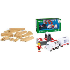 BRIO Bahn 33402 - Medium Rail Assortment & World 33510 IR Express Train - Electric Locomotive with Remote Control - Accessories for BRIO World - Toddler Toy Recommended from 3 Years