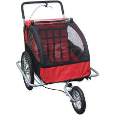 BC/Elec 5664/0001 A 2 in 1 Bike Trailer Bicycle Trailer Stroller for 2 Children Bicycle Trailer Red and Black