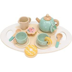 ASHATA Tea Party Set Simulation, Pretend Play Toy, Funny Improve Voice Communication Skills, Wooden Tea Set, Pretend Play Toy, Strong and Durable