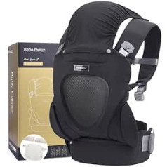 Bebamour Baby Carrier Sling 3-in-1 Ergonomiska bērnu mugursoma jaundzimušajiem Elpojoša un mīksta bērnu ķēdīte zīdaiņiem un maziem bērniem (tumši pelēka)