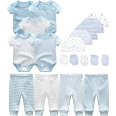 Kiddiezoom Baby Bodysuit Pants, Toddler Jumpsuit Set, Outfits for Boys and Girls Cotton Caps, Scratch Mittens