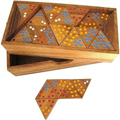 LOGOPLAY Tridomino Jumbo - īpaši lieli spēles gabali malas garums 8 cm - senioriem - triomino - trīsstūris Domino - flīžu spēle - koka galda spēle ar krāsainiem punktiem